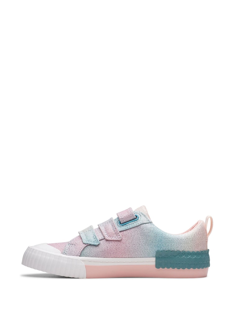 Clarks Pink Standard Fit (F) Pastel Foxing Brill Kids Canvas Shoes - Image 2 of 7