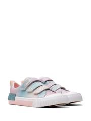 Clarks Pink Standard Fit (F) Pastel Foxing Brill Kids Canvas Shoes - Image 4 of 7