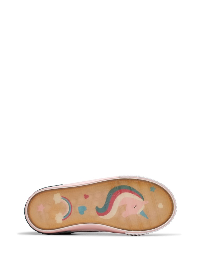 Clarks Pink Standard Fit (F) Pastel Foxing Brill Kids Canvas Shoes - Image 7 of 7