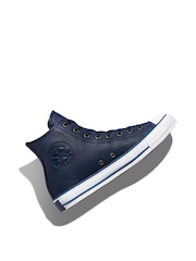 Converse Navy Chuck Taylor All Star High Top Leather Trainers - Image 2 of 8