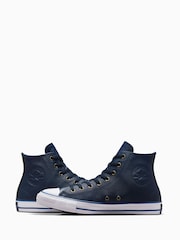 Converse Navy Chuck Taylor All Star High Top Leather Trainers - Image 3 of 8