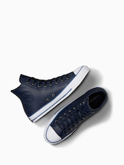 Converse Navy Chuck Taylor All Star High Top Leather Trainers - Image 4 of 8