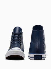 Converse Navy Chuck Taylor All Star High Top Leather Trainers - Image 5 of 8