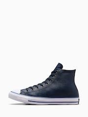 Converse Navy Chuck Taylor All Star High Top Leather Trainers - Image 6 of 8