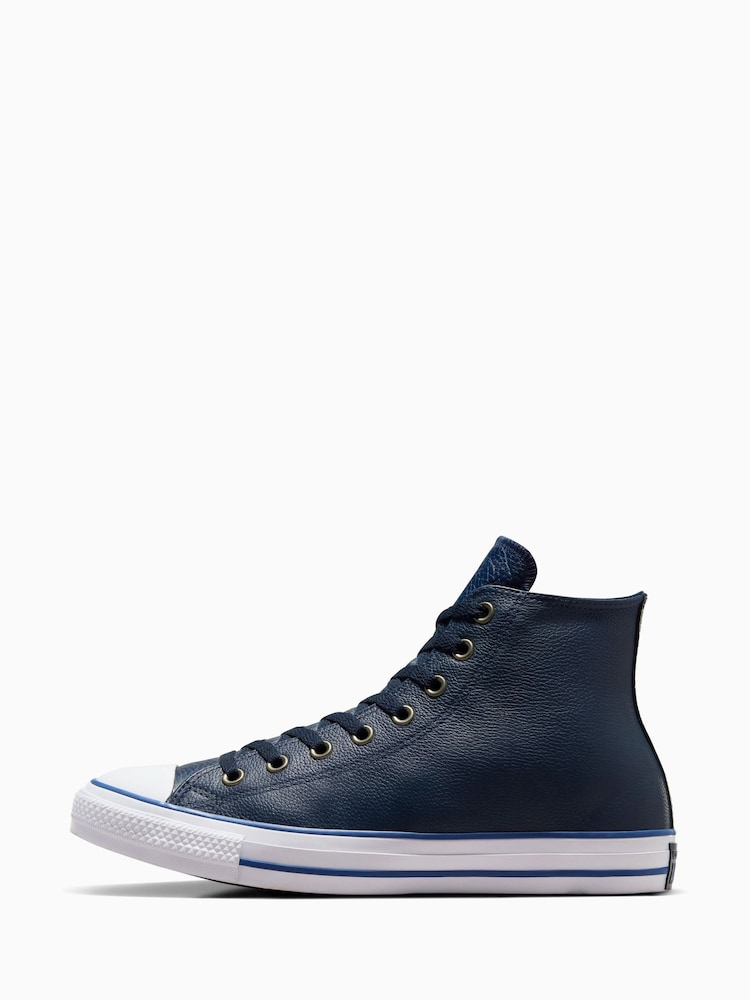 Converse Navy Chuck Taylor All Star High Top Leather Trainers - Image 6 of 8