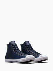 Converse Navy Chuck Taylor All Star High Top Leather Trainers - Image 7 of 8