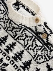 The Little Tailor Cream/Black Cotton Winter Fairisle Christmas Jumper - Image 5 of 6
