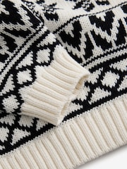 The Little Tailor Cream/Black Cotton Winter Fairisle Christmas Jumper - Image 6 of 6