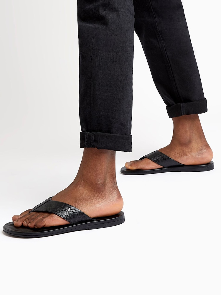 Dune London Black Toe Post Fred Sandals - Image 1 of 5