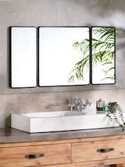 Black Rectangle Space Saving Folded Wall Mirror - Image 1 of 5