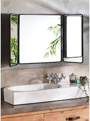 Black Rectangle Space Saving Folded Wall Mirror - Image 2 of 5