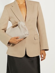 Dune London Cream Ebec Pleated Framed Clutch Bag - Image 1 of 6