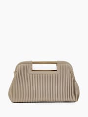 Dune London Cream Ebec Pleated Framed Clutch Bag - Image 4 of 6