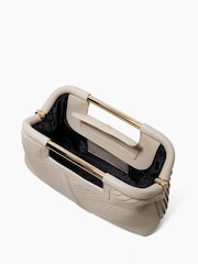 Dune London Cream Ebec Pleated Framed Clutch Bag - Image 5 of 6