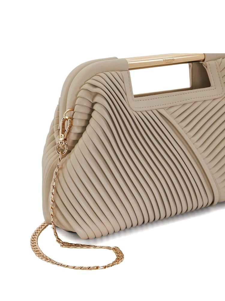 Dune London Cream Ebec Pleated Framed Clutch Bag - Image 6 of 6