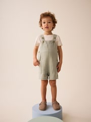 Sage Green Soft Textured Cotton Dungaree (3mths-7yrs) - Image 1 of 7