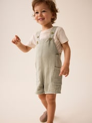 Sage Green Soft Textured Cotton Dungaree (3mths-7yrs) - Image 2 of 7