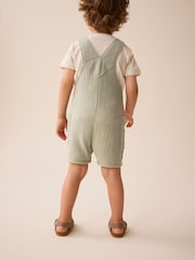 Sage Green Soft Textured Cotton Dungaree (3mths-7yrs) - Image 4 of 7