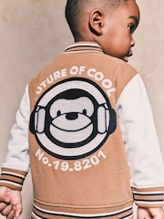 Tan Brown Monkey 100% Cotton Letterman and Shorts Set (3mths-7yrs) - Image 3 of 6
