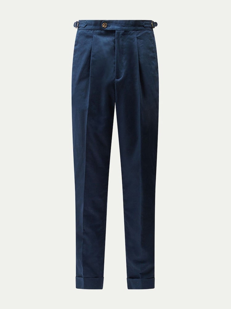 Peckham Rye Blue Linen Blend Smart Trousers - Image 1 of 5 Peckham Rye Blue Linen Blend Smart Trousers - Image 1 of 5