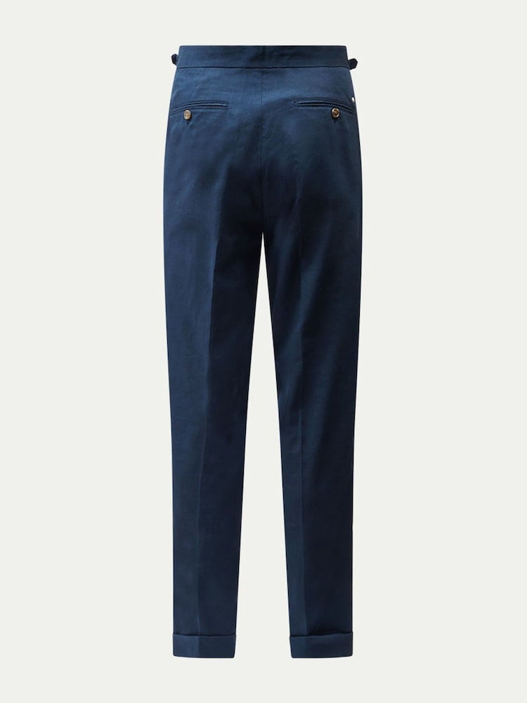 Peckham Rye Blue Linen Blend Smart Trousers - Image 2 of 5 Peckham Rye Blue Linen Blend Smart Trousers - Image 2 of 5