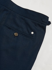 Peckham Rye Blue Linen Blend Smart Trousers - Image 4 of 5