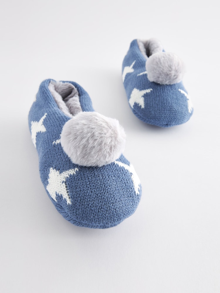 Navy Star Knitted Footsie Slippers - Image 2 of 5
