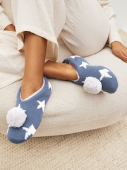 Navy Star Knitted Footsie Slippers - Image 4 of 5
