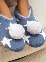 Navy Star Knitted Footsie Slippers - Image 5 of 5