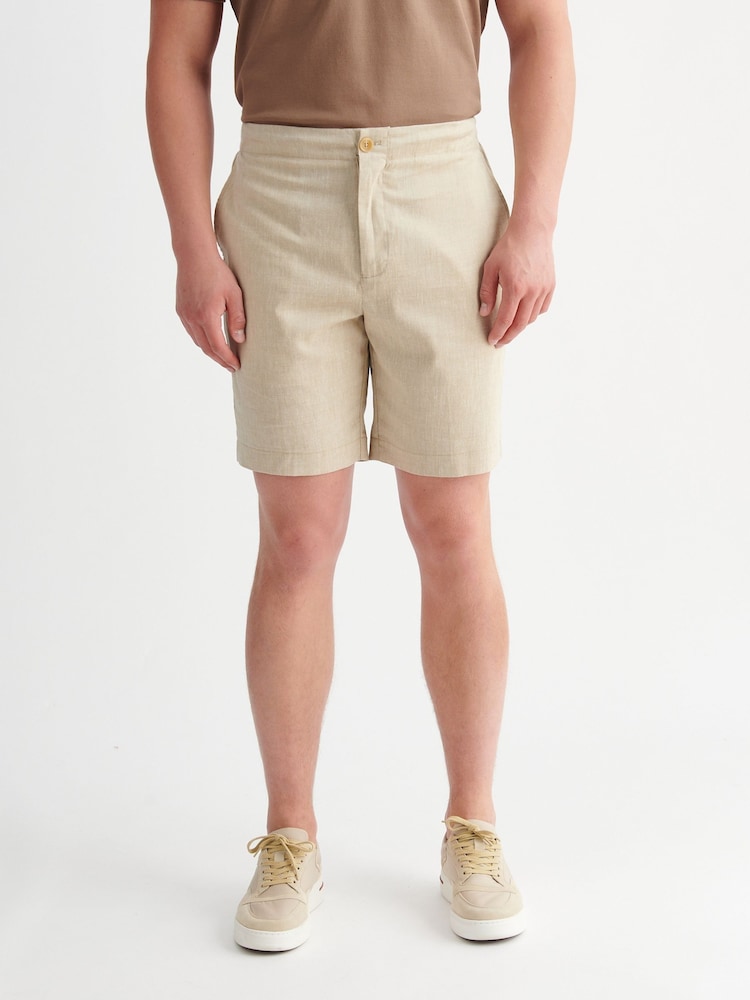 Peckham Rye Natural Comfort Linen Mix Bermuda Shorts - Image 1 of 4 Peckham Rye Natural Comfort Linen Mix Bermuda Shorts - Image 1 of 4