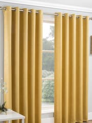 Enhanced Living Ochre Yellow Vogue Ready Made Thermal Blackout Eyelet Curtains - Image 1 of 5