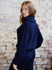 The Little Tailor Blue Charlie Wool Rich Relaxed Zip Neck Jumper - Image 3 of 5