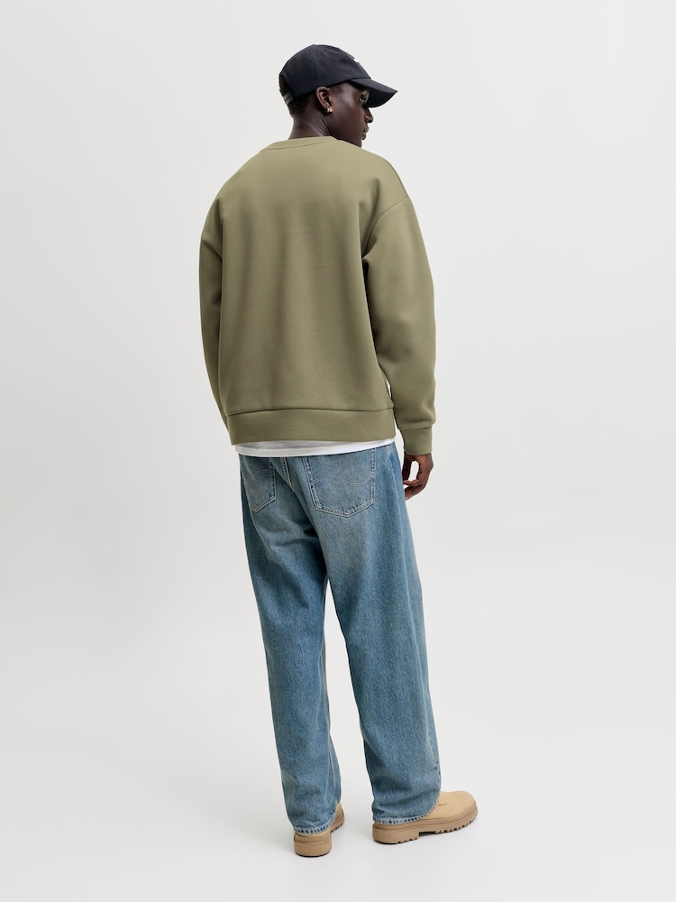 JACK & JONES Green Oversized Crew Neck Sweat Top - Image 2 of 7 JACK & JONES Green Oversized Crew Neck Sweat Top - Image 2 of 7