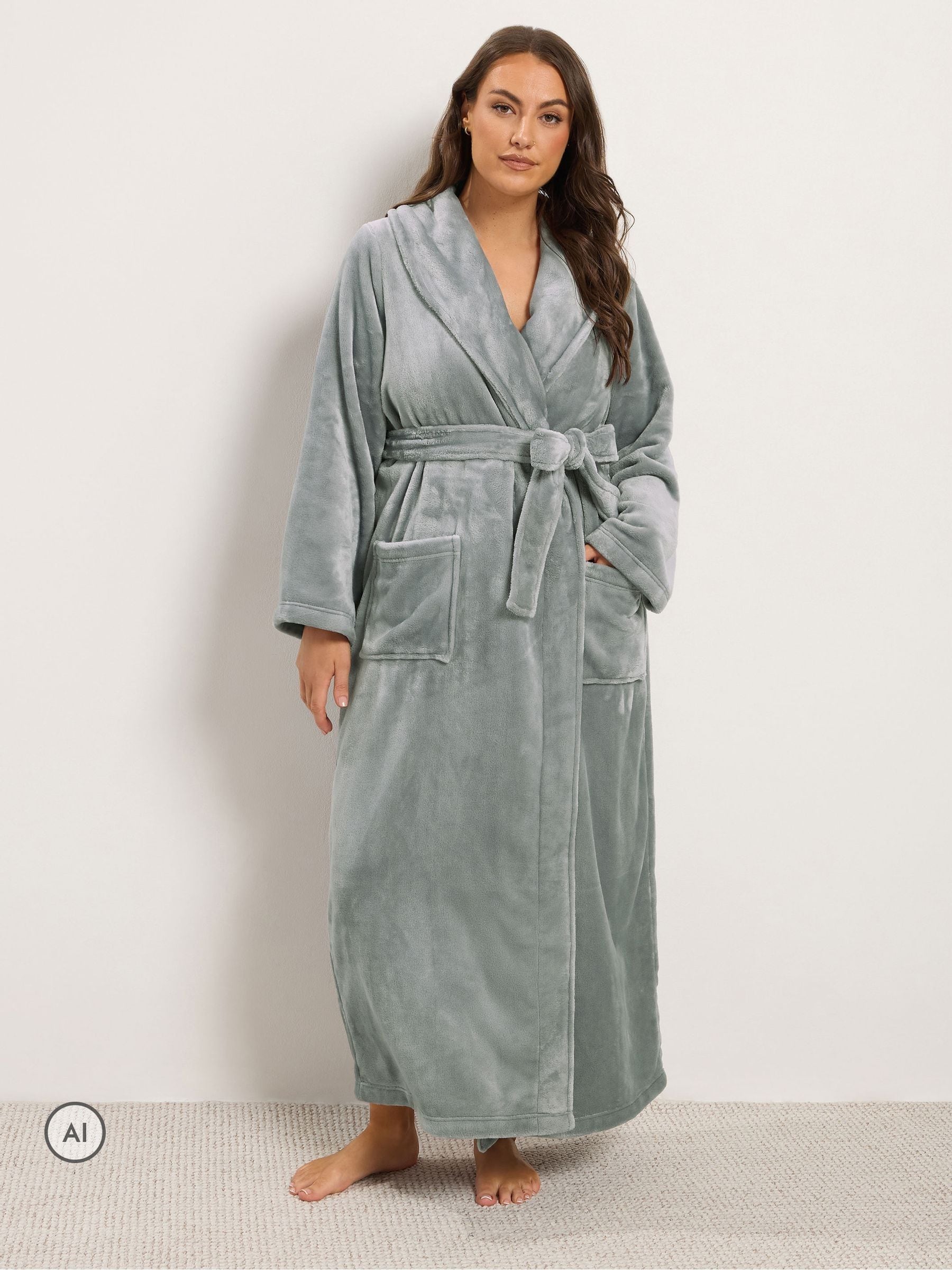 Yours Women's Grey Luxe Dressing Gown In | Size: 38-40 - Image 3