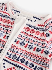 The Little Tailor Cream Cotton Reindeer Fairisle Pattern Christmas Onesie - Image 3 of 4