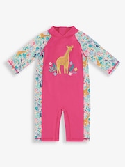 JoJo Maman Bébé Pink Jungle UPF 50 1-Piece Sun Protection Suit - Image 4 of 5