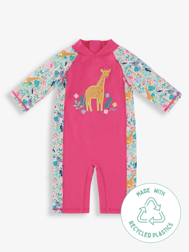 JoJo Maman Bébé Pink Jungle UPF 50 1-Piece Sun Protection Suit - Image 5 of 5