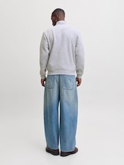 JACK & JONES Grey Relaxed Fit Quarter Zip Sweat Top - Image 2 of 6