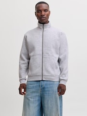 JACK & JONES Grey Relaxed Fit Quarter Zip Sweat Top - Image 3 of 6
