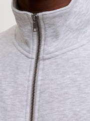 JACK & JONES Grey Relaxed Fit Quarter Zip Sweat Top - Image 4 of 6