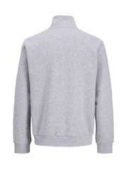 JACK & JONES Grey Relaxed Fit Quarter Zip Sweat Top - Image 6 of 6
