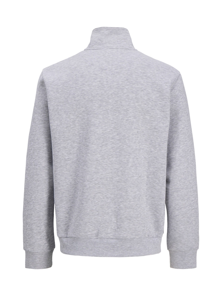JACK & JONES Grey Relaxed Fit Quarter Zip Sweat Top - Image 6 of 6 JACK & JONES Grey Relaxed Fit Quarter Zip Sweat Top - Image 6 of 6