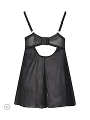 Yours Curve Black Ribbon Mesh Babydoll - Image 5 of 5