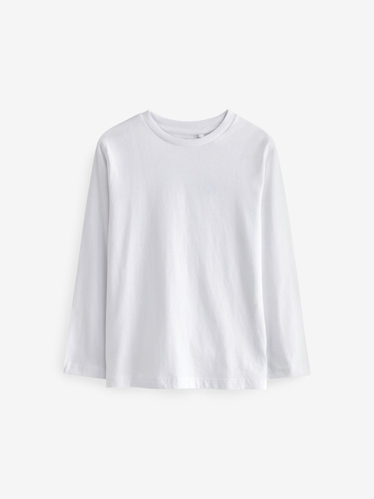 White 5 Pack Long Sleeve T-Shirts (3-16yrs) - Image 2 of 5