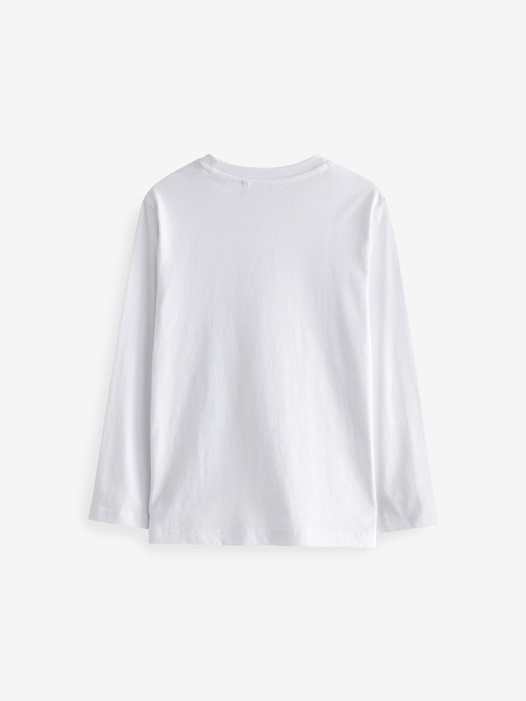 White 5 Pack Long Sleeve T-Shirts (3-16yrs) - Image 3 of 5