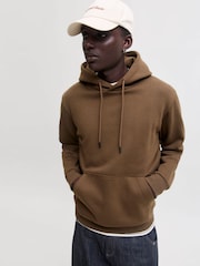 JACK & JONES Brown Relaxed Fit Plain Hoodie - Image 1 of 7