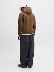 JACK & JONES Brown Relaxed Fit Plain Hoodie - Image 2 of 7