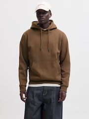 JACK & JONES Brown Relaxed Fit Plain Hoodie - Image 3 of 7