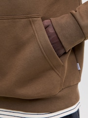 JACK & JONES Brown Relaxed Fit Plain Hoodie - Image 5 of 7