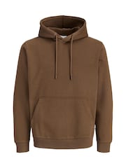 JACK & JONES Brown Relaxed Fit Plain Hoodie - Image 6 of 7